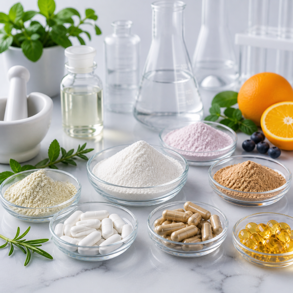 Health supplement ingredients in clean lab setting